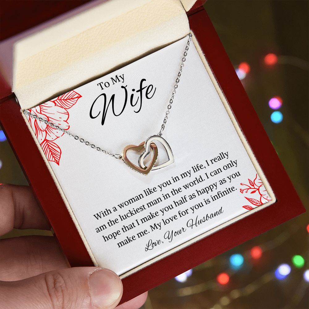 To My Wife Interlocking Hearts Necklace from Husband