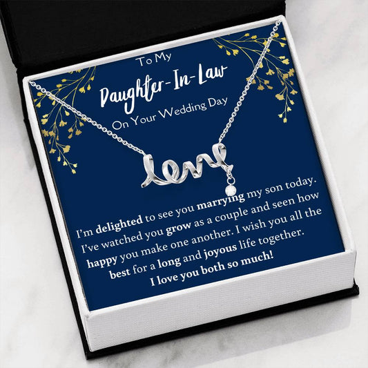 To My Daughter In Law On Your Wedding Day Love Necklace