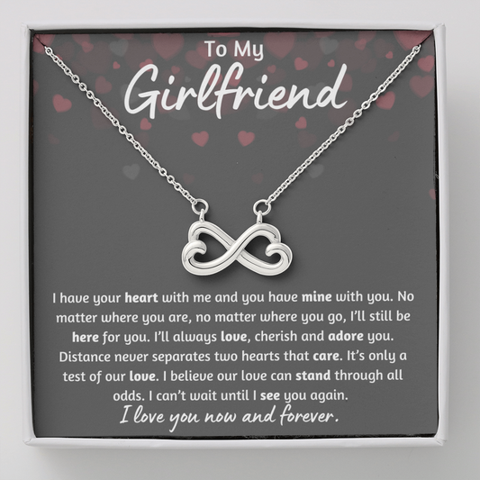 To My Girlfriend Infinity Hearts Falling Necklace