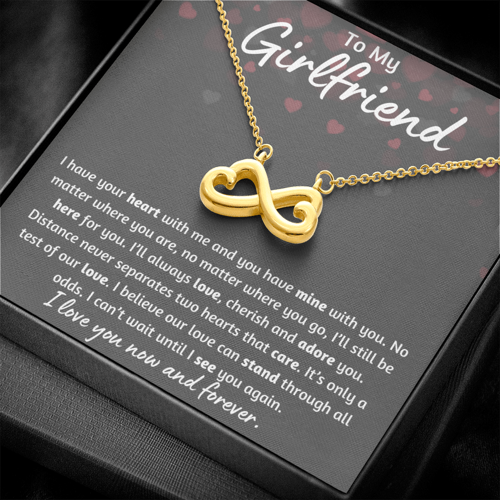 To My Girlfriend Infinity Hearts Falling Necklace