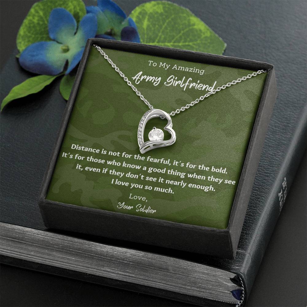 To My Army Girlfriend Heart Necklace