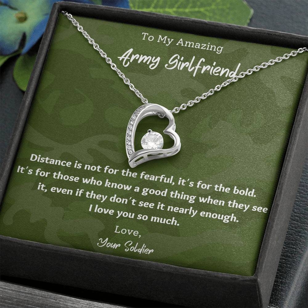 To My Army Girlfriend Heart Necklace