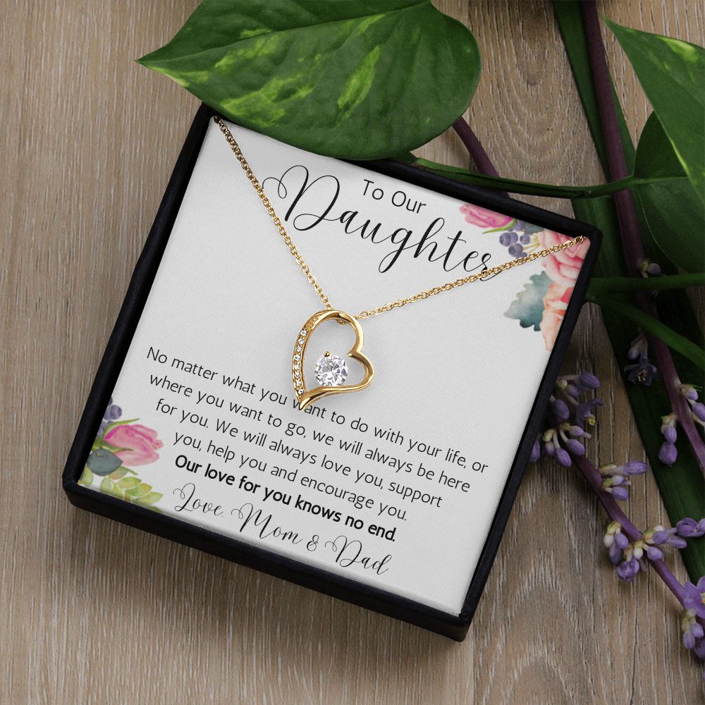 To Our Daughter Heart Necklace From Mom and Dad