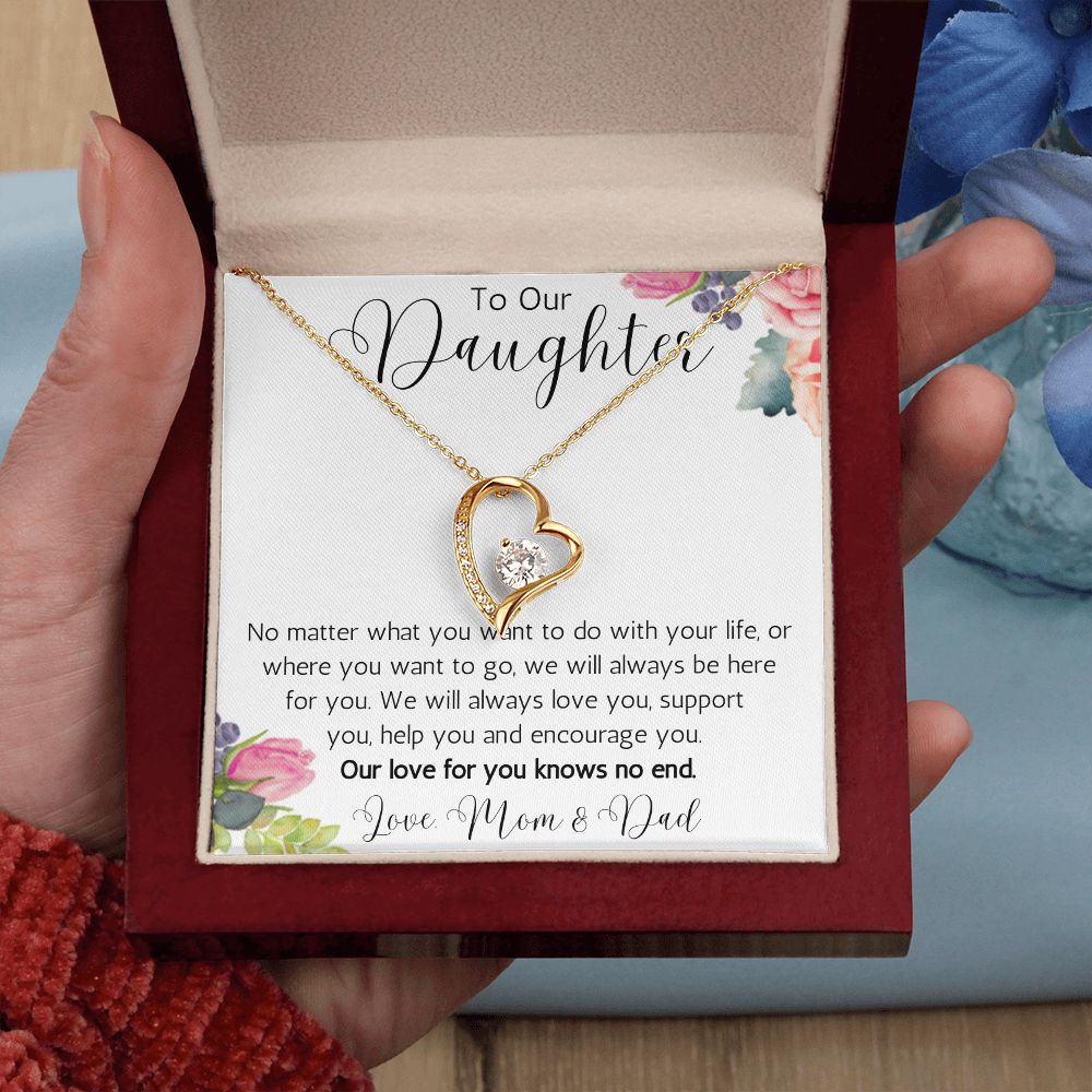 To Our Daughter Heart Necklace From Mom and Dad