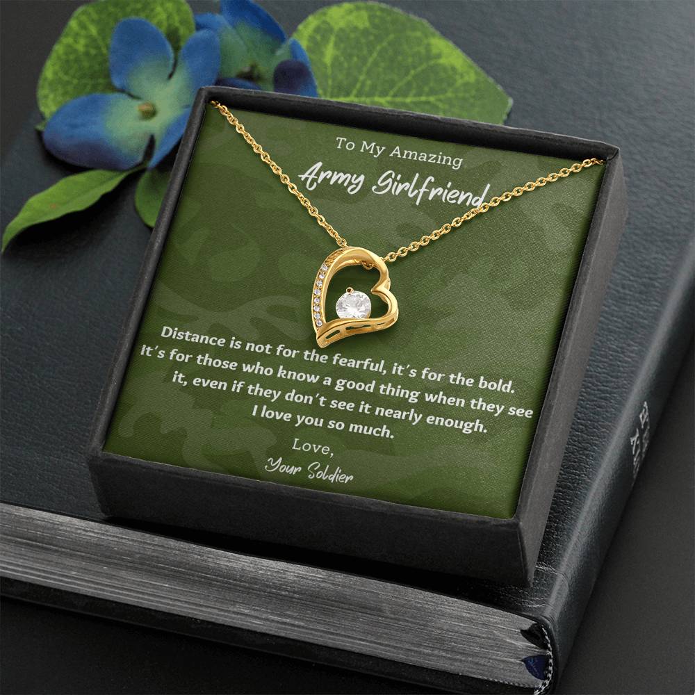 To My Army Girlfriend Heart Necklace