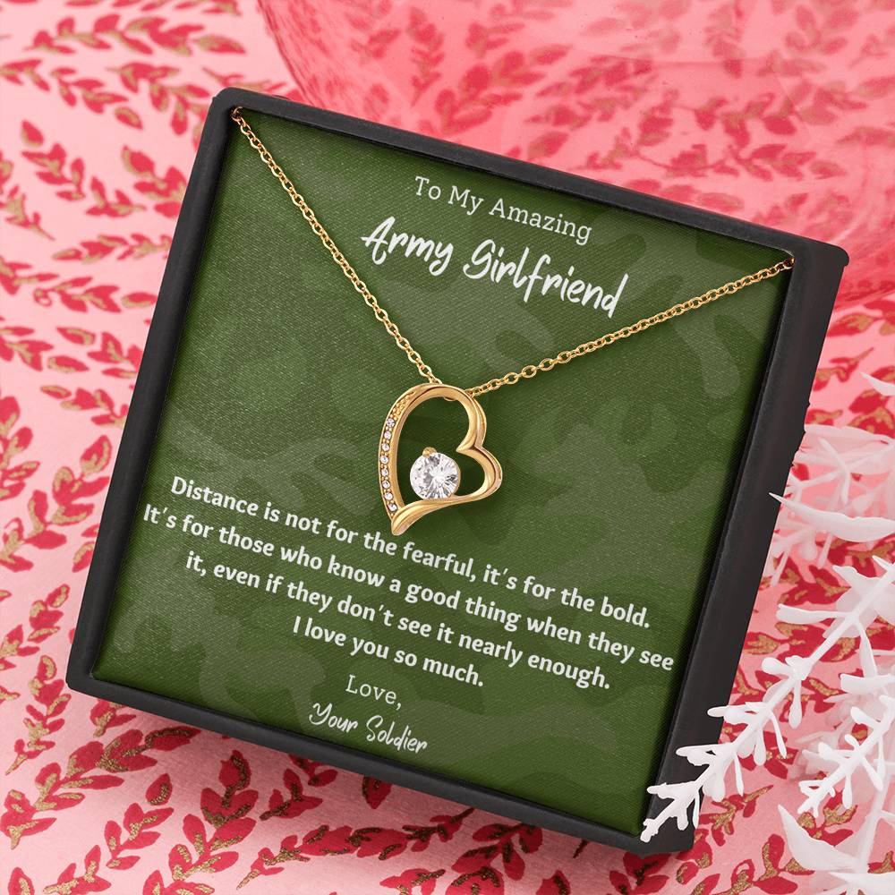 To My Army Girlfriend Heart Necklace