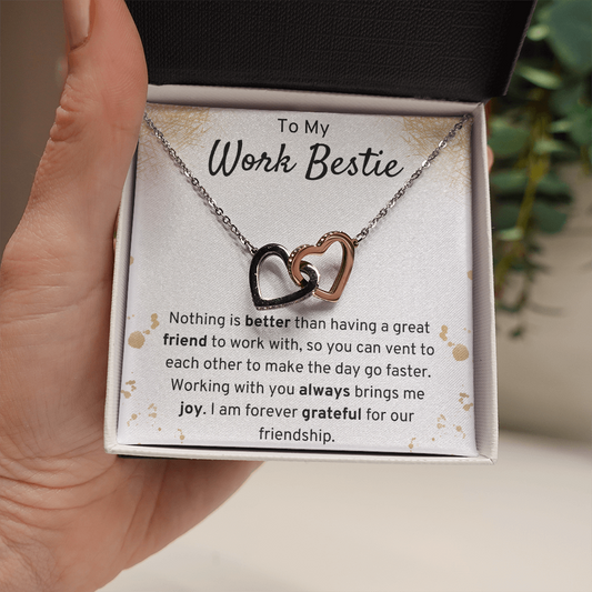 To My Work Bestie Interlocking Hearts Necklace