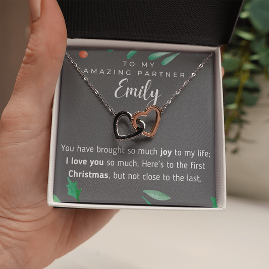 To My Amazing Partner Emily Interlocking Hearts Necklace