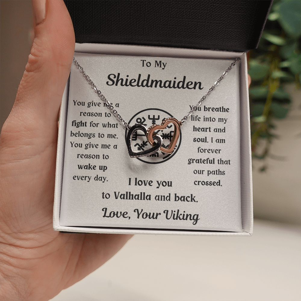 To My Shieldmaiden Interlocking Hearts Necklace