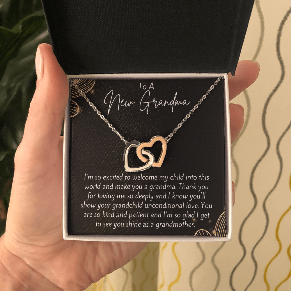 To A New Grandma Interlocking Hearts Necklace