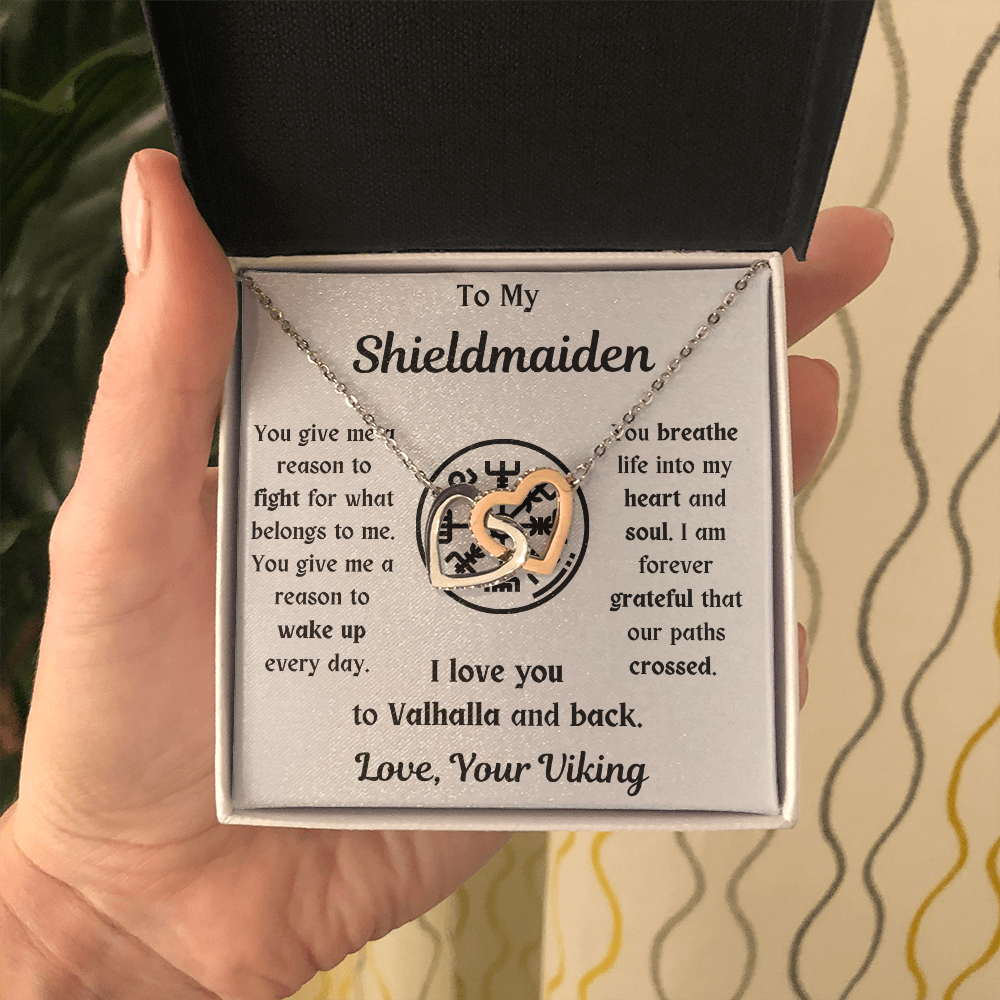 To My Shieldmaiden Interlocking Hearts Necklace