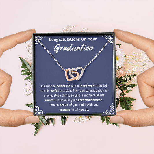 Congratulations On Your Graduation Interlocking Hearts Necklace