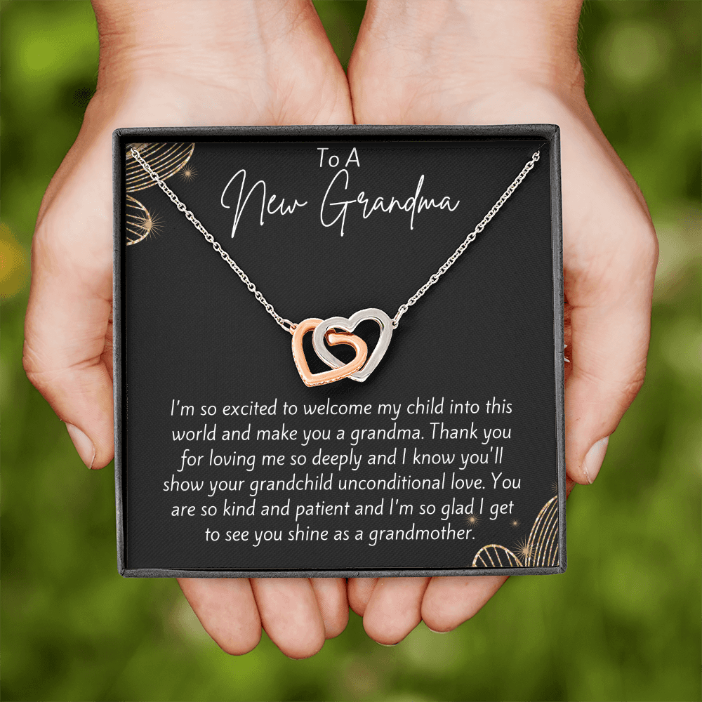 To A New Grandma Interlocking Hearts Necklace