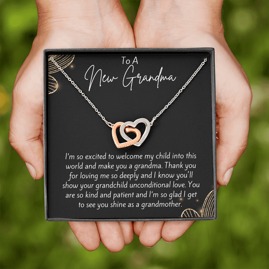 To A New Grandma Interlocking Hearts Necklace