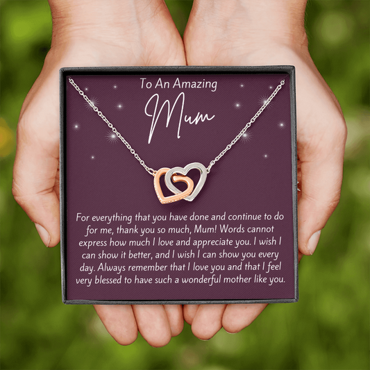 To An Amazing Mum Interlocking Hearts Necklace