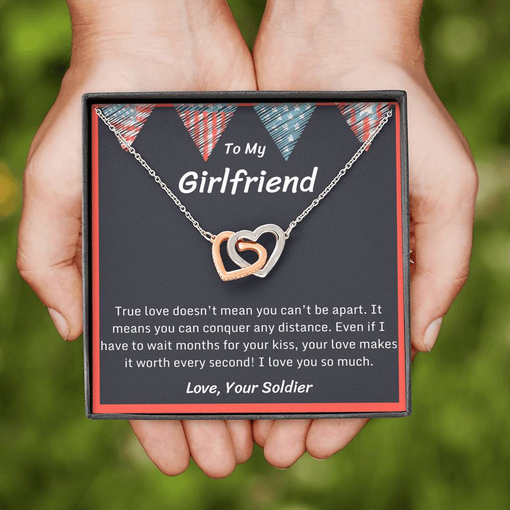 To My Girlfriend Interlocking Hearts Necklace