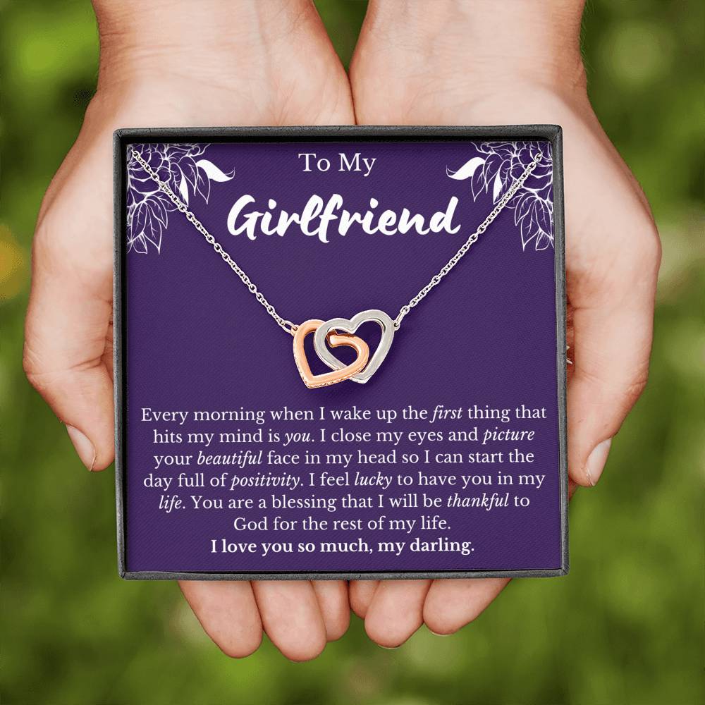 To My Girlfriend Interlocking Hearts Necklace