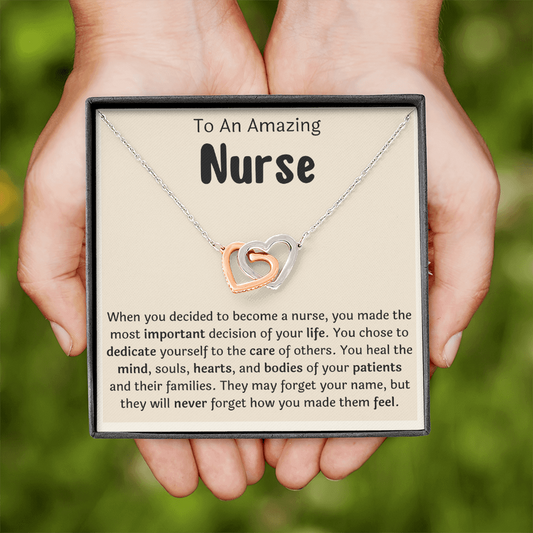 To An Amazing Nurse Interlocking Hearts Necklace
