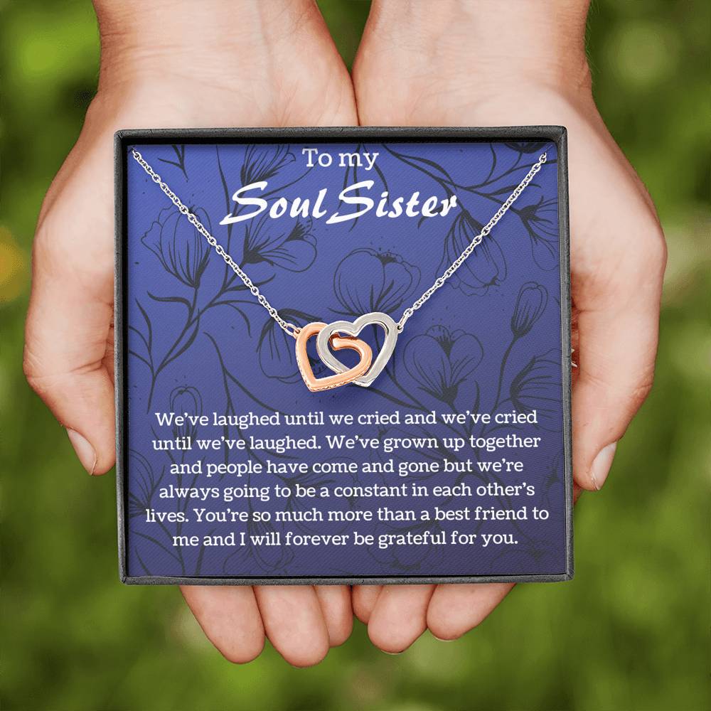 To My Soul Sister Interlocking Hearts Necklace