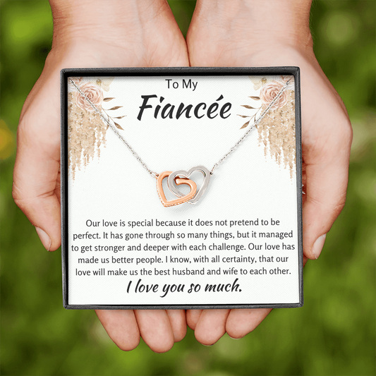 To My Fiancee Interlocking Hearts Necklace