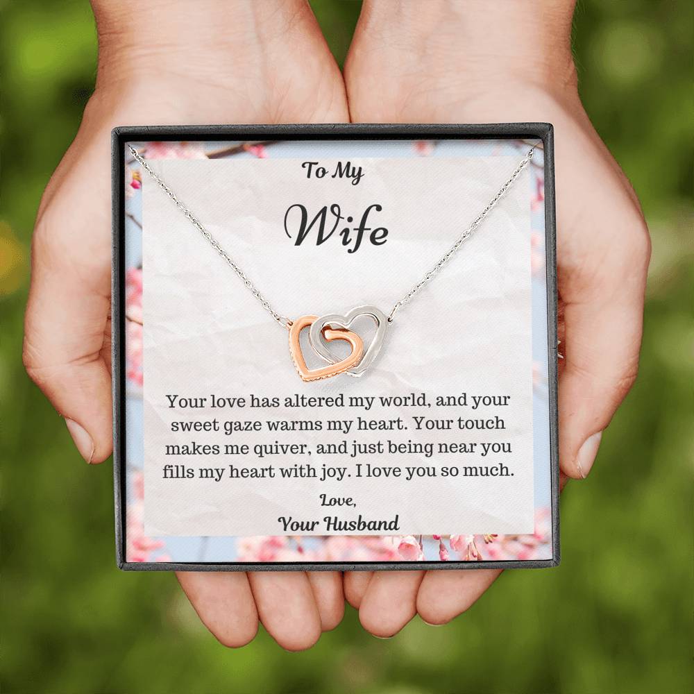 To My Wife Interlocking Hearts Necklace