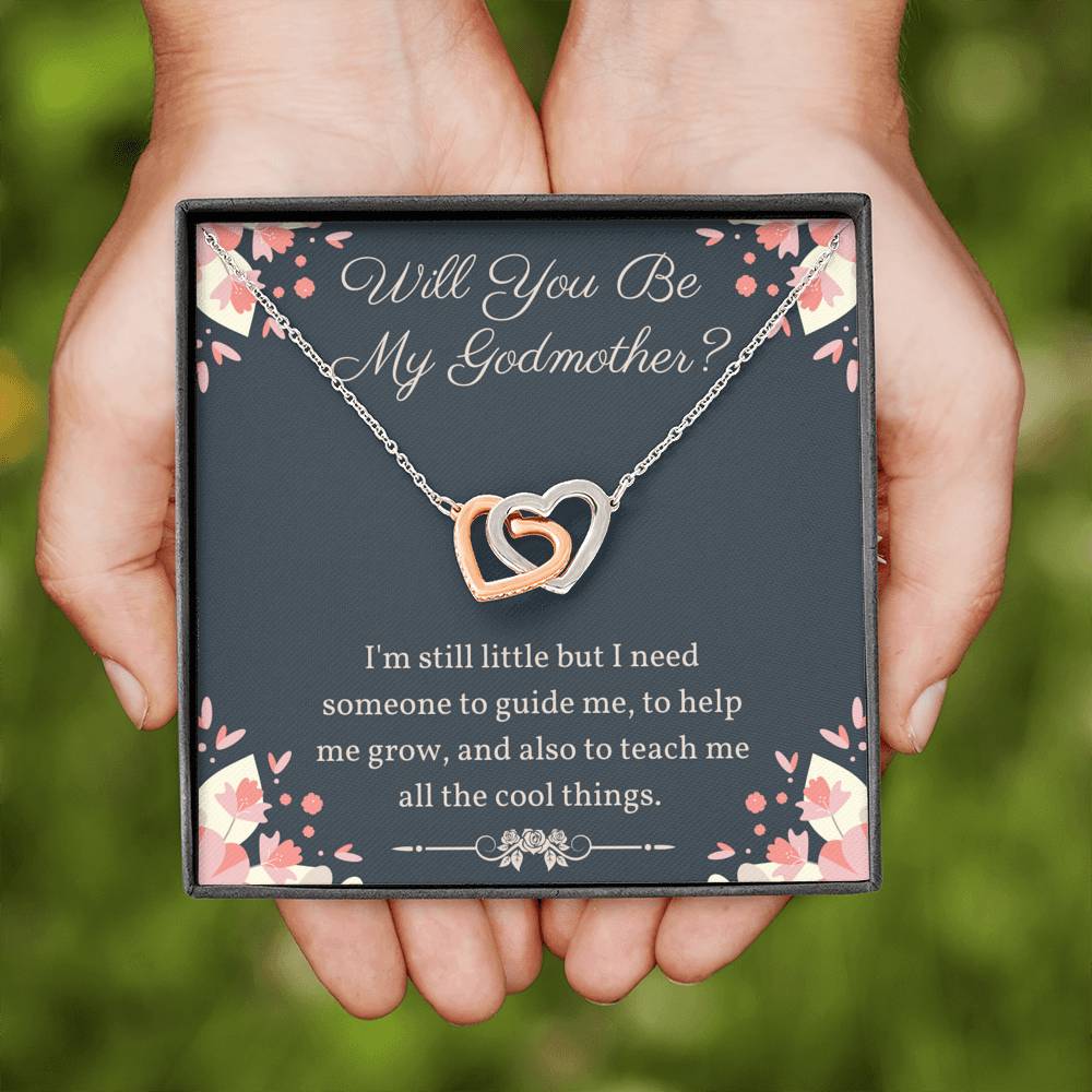 Will You Be My Godmother Interlocking Hearts Necklace