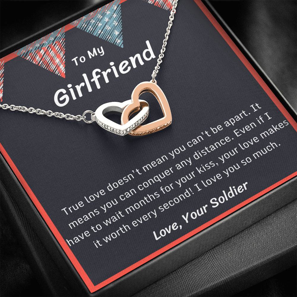 To My Girlfriend Interlocking Hearts Necklace