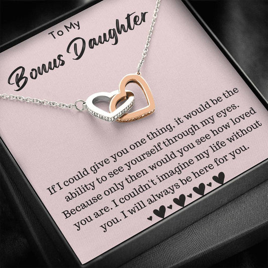 To My Bonus Daughter Interlocking Hearts Necklace