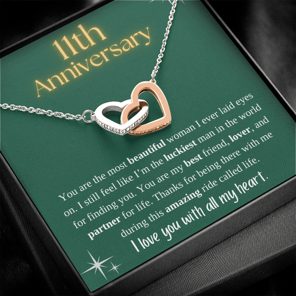 11th Anniversary Interlocking Hearts Necklace