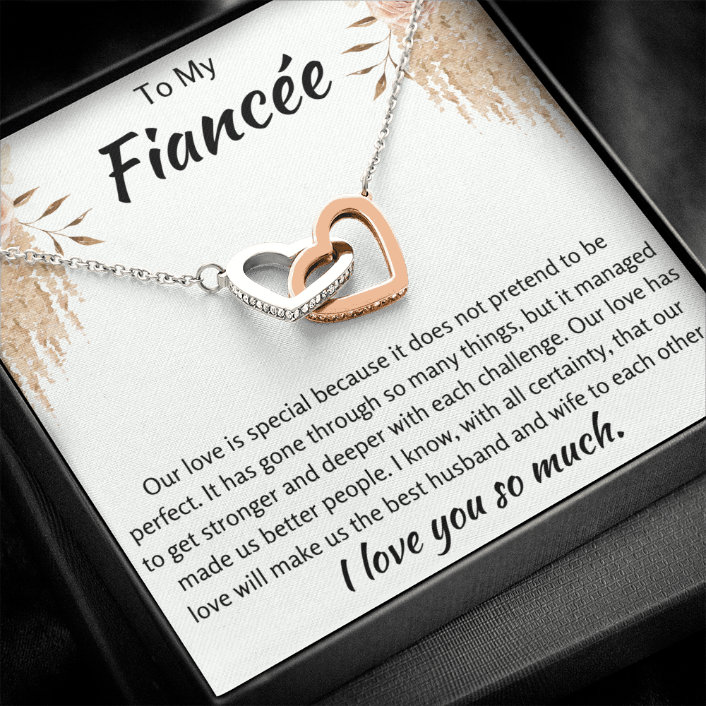 To My Fiancee Interlocking Hearts Necklace