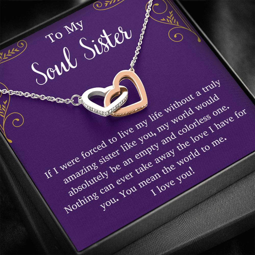 To My Soul Sister Interlocking Hearts Necklace