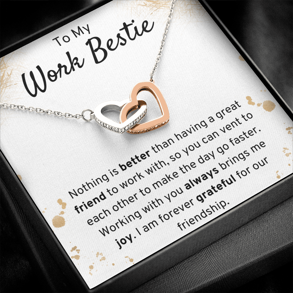 To My Work Bestie Interlocking Hearts Necklace