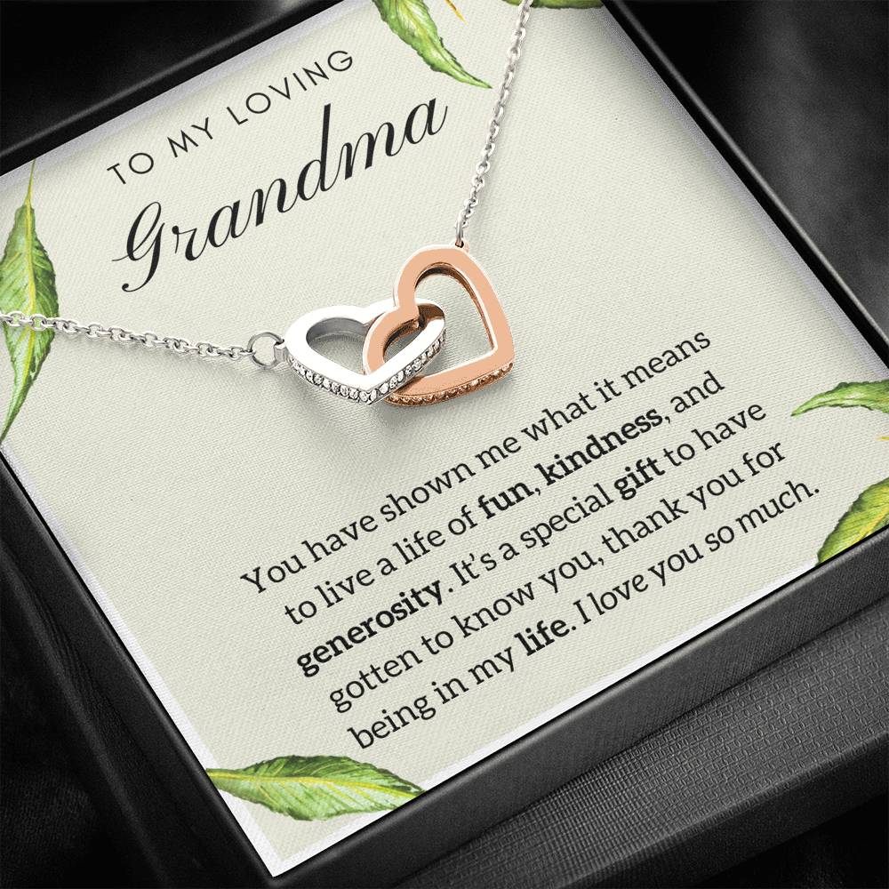 To My Loving Grandma Interlocking Hearts Necklace