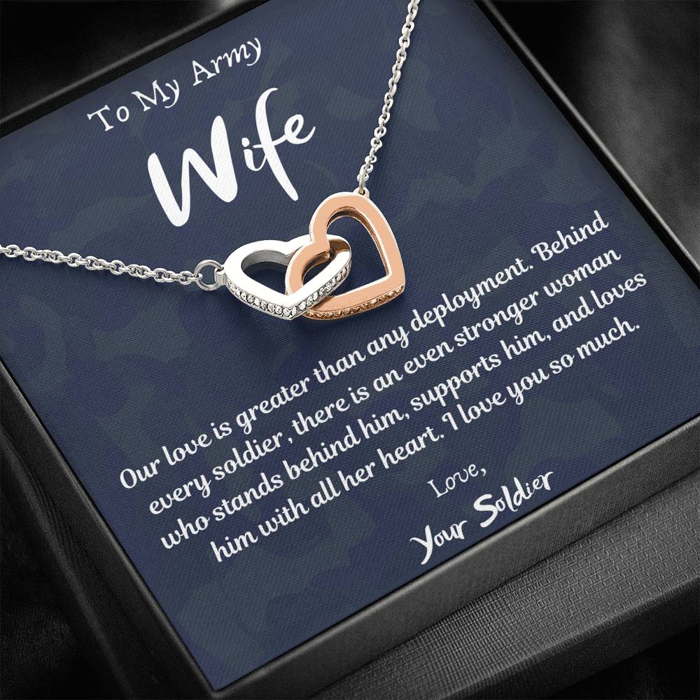 To My Army Wife Interlocking Hearts Necklace