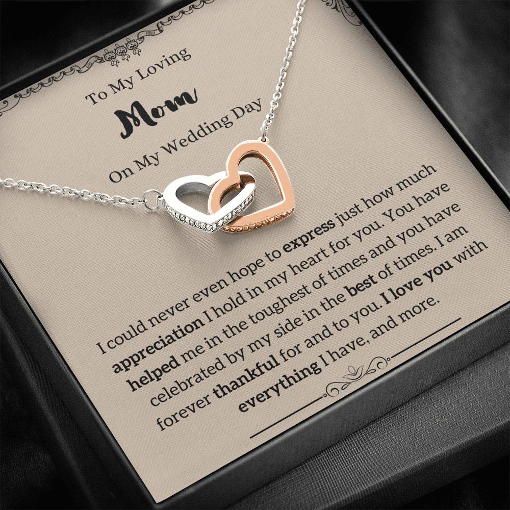 To My Mom On My Wedding Day Interlocking Hearts Necklace