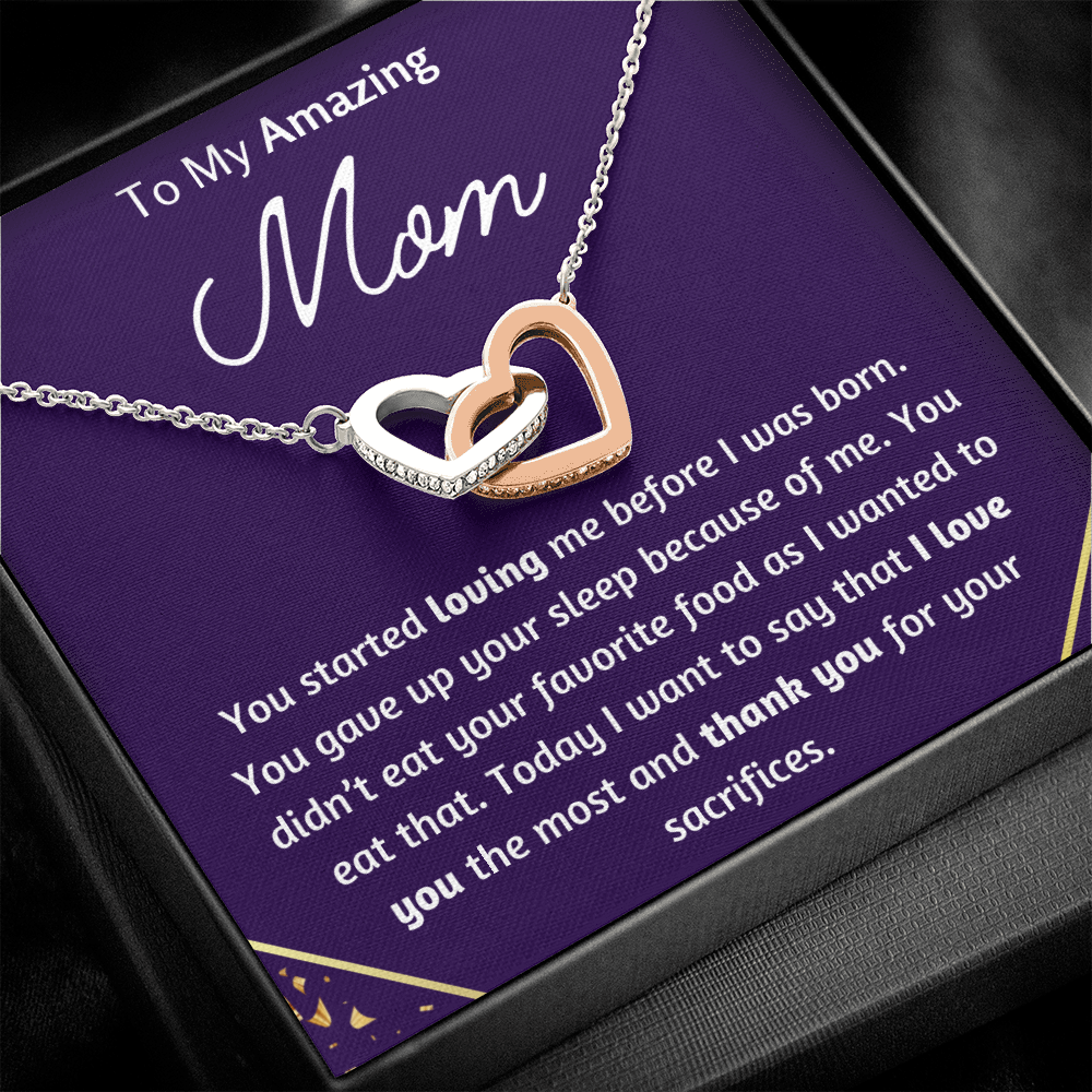 To My Amazing Mom Interlocking Hearts Necklace