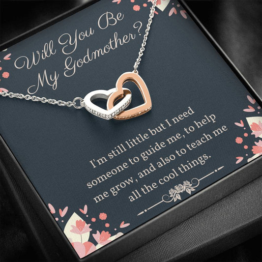 Will You Be My Godmother Interlocking Hearts Necklace