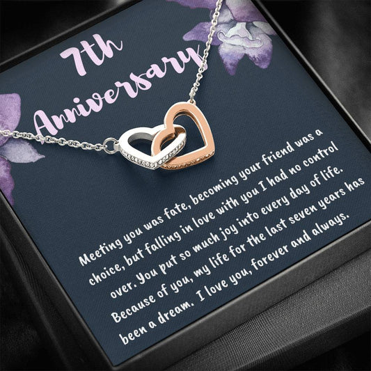 7th Anniversary Interlocking Hearts Necklace