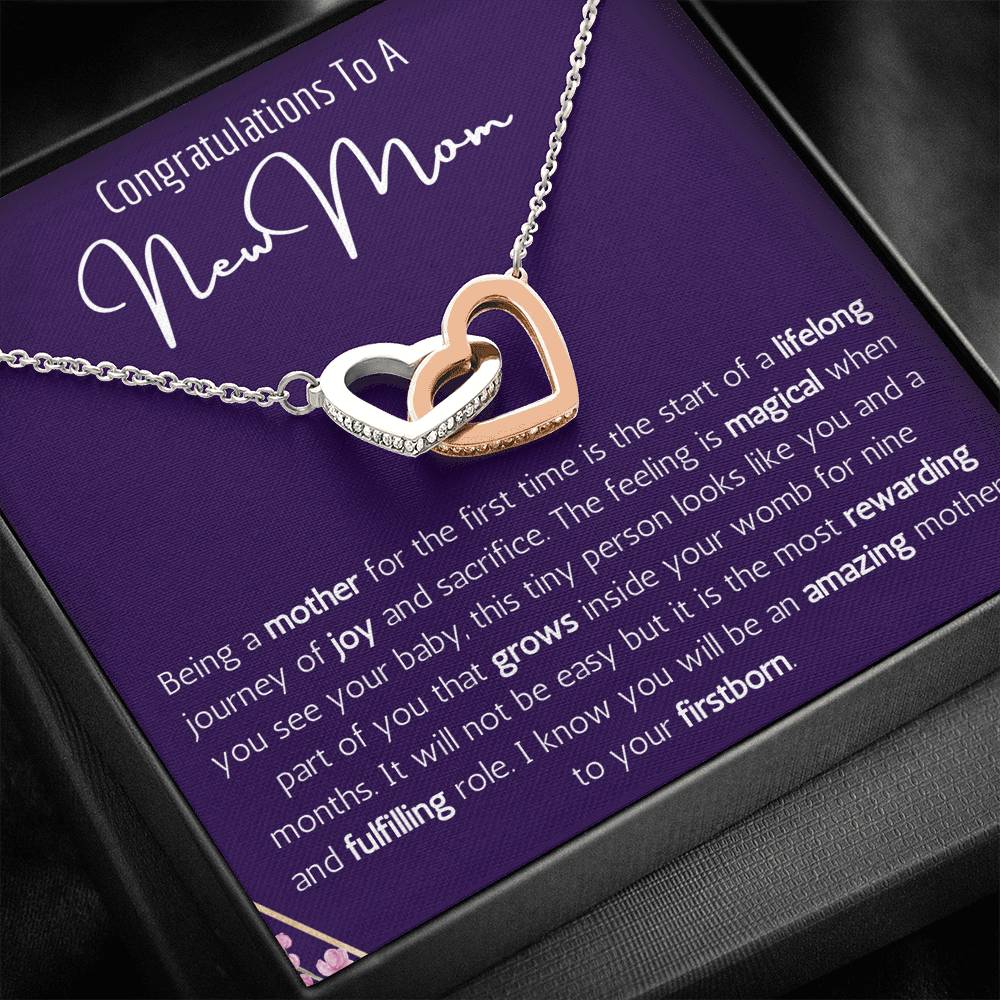 Congratulations To A New Mom Interlocking Hearts Necklace