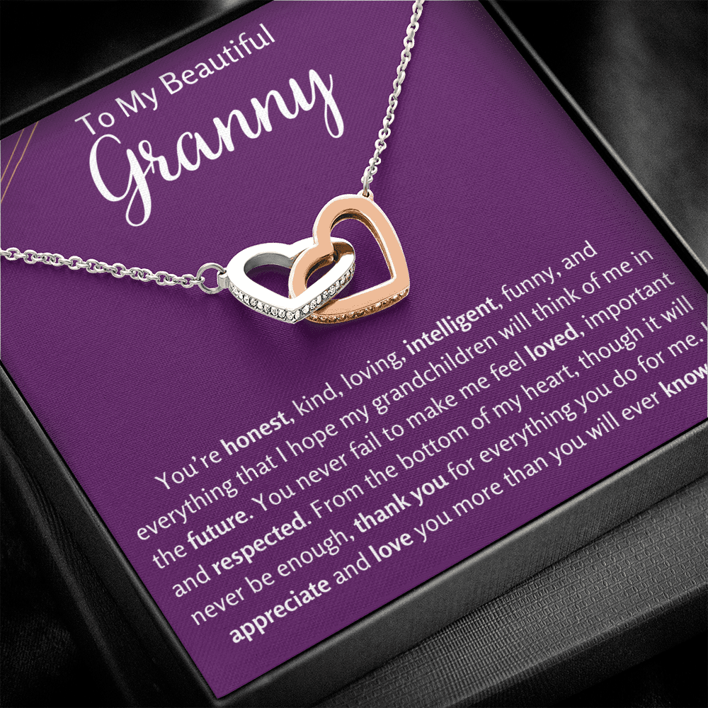 To My Beautiful Granny Interlocking Hearts Necklace