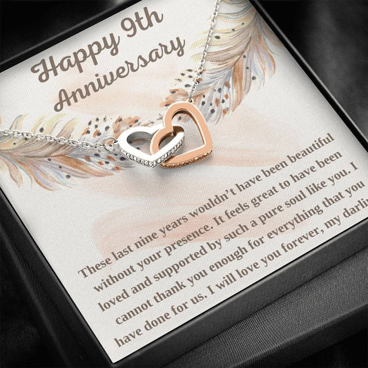 9th Anniversary Interlocking Hearts Necklace