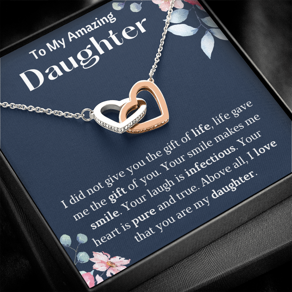 To My Amazing Daughter Interlocking Hearts Necklace