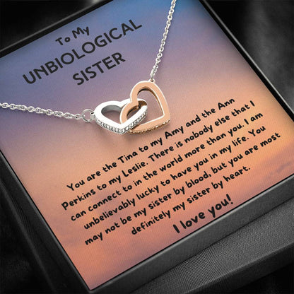 Unbiological Sister Interlocking Hearts Necklace