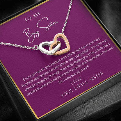 To My Big Sister Interlocking Hearts Necklace