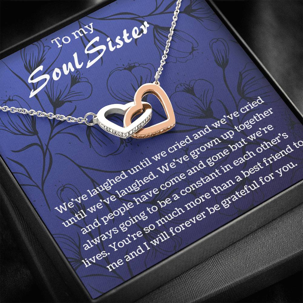 To My Soul Sister Interlocking Hearts Necklace