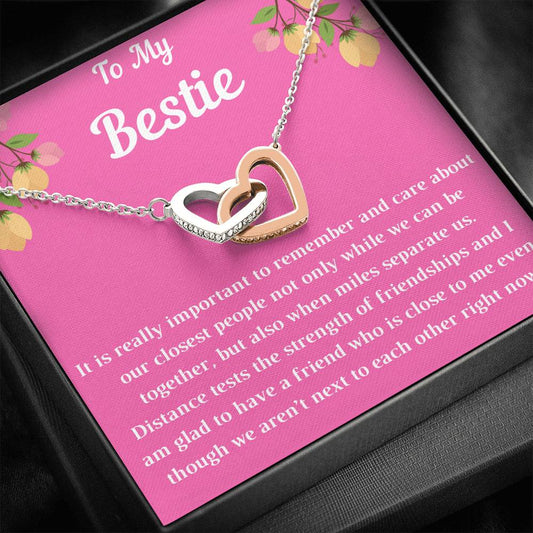 To My Bestie Interlocking Hearts Necklace