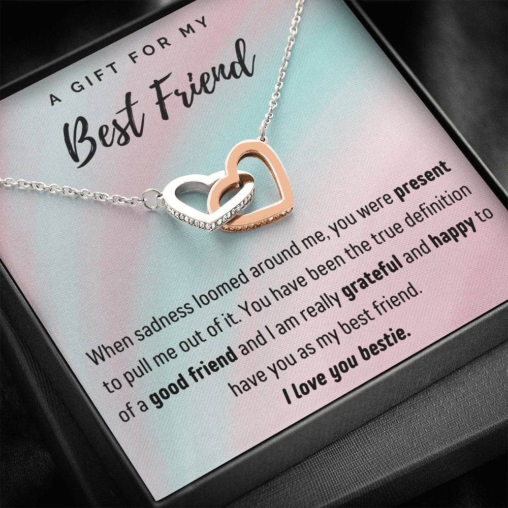 A Gift for My Best Friend Interlocking Hearts Necklace