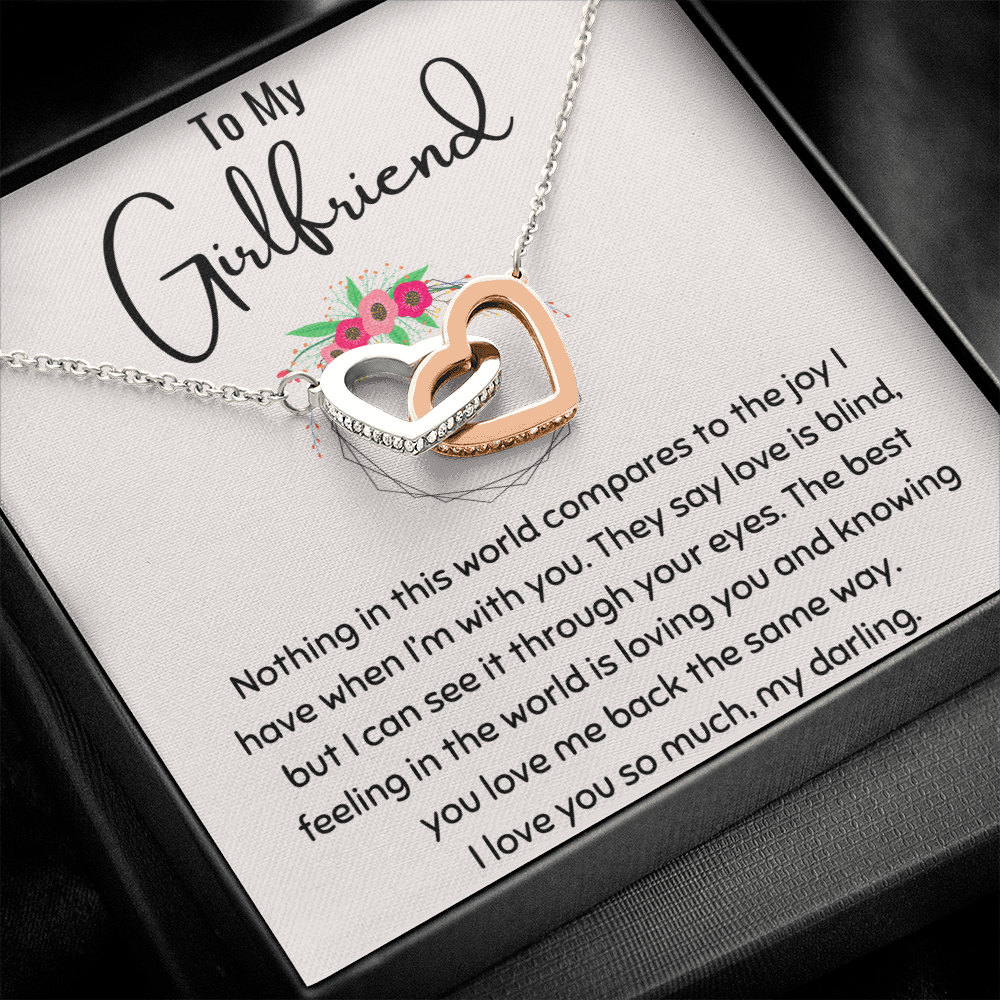 To My Girlfriend Interlocking Hearts Necklace