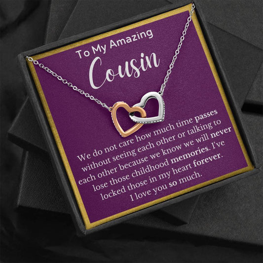 To My Amazing Cousin Interlocking Hearts Necklace
