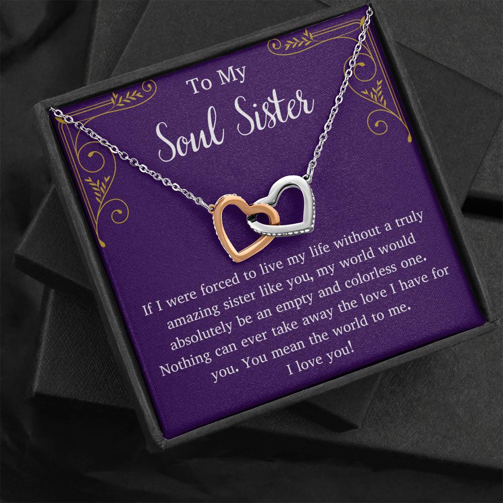 To My Soul Sister Interlocking Hearts Necklace